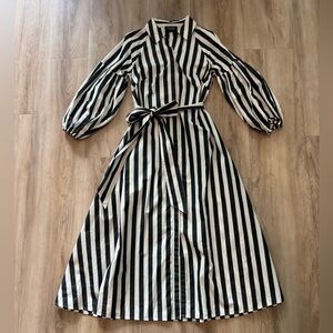 kate spade Black and White Striped Long Sleeve Dress